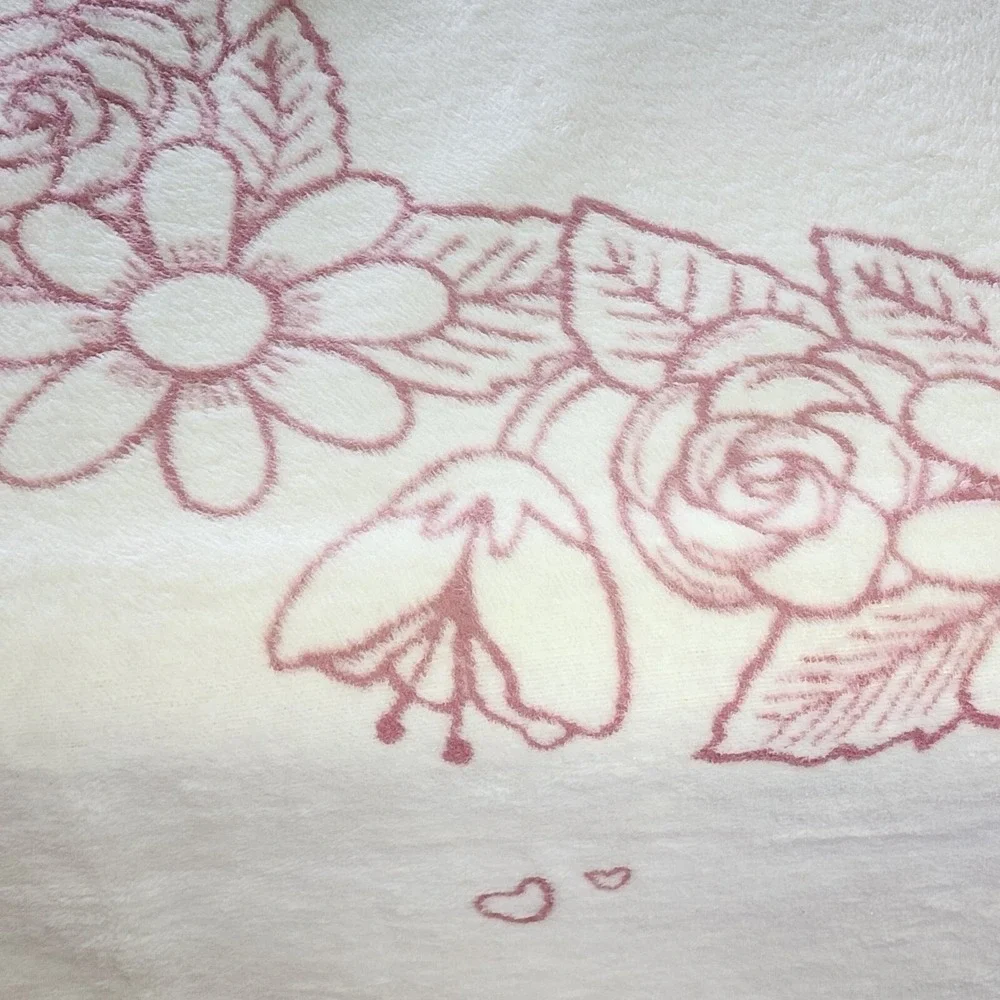 Docofil Throw Blanket For Grammy Pink Ivory Reversible 51x67‎ Made in Portugal